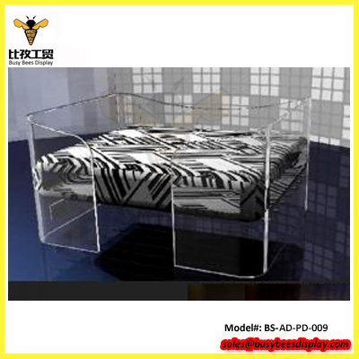 Custom Square Blue Plexiglass Bed for dogs and cats